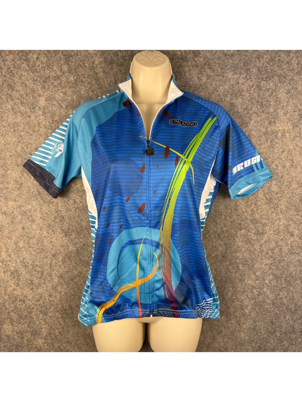 ILPALADINO Thrust Full Zip Cycling Jersey Pockets Blue Qinying Women Medium 787
